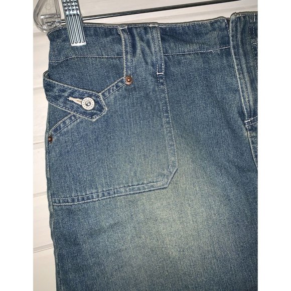 VTG Carolina Blues Sz 8 Denim Skort Skirt 90’s Y2K Bareback Zip Fly Cotton EUC - Picture 2 of 8